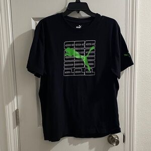 Puma Black T-Shirt with Green Graphic